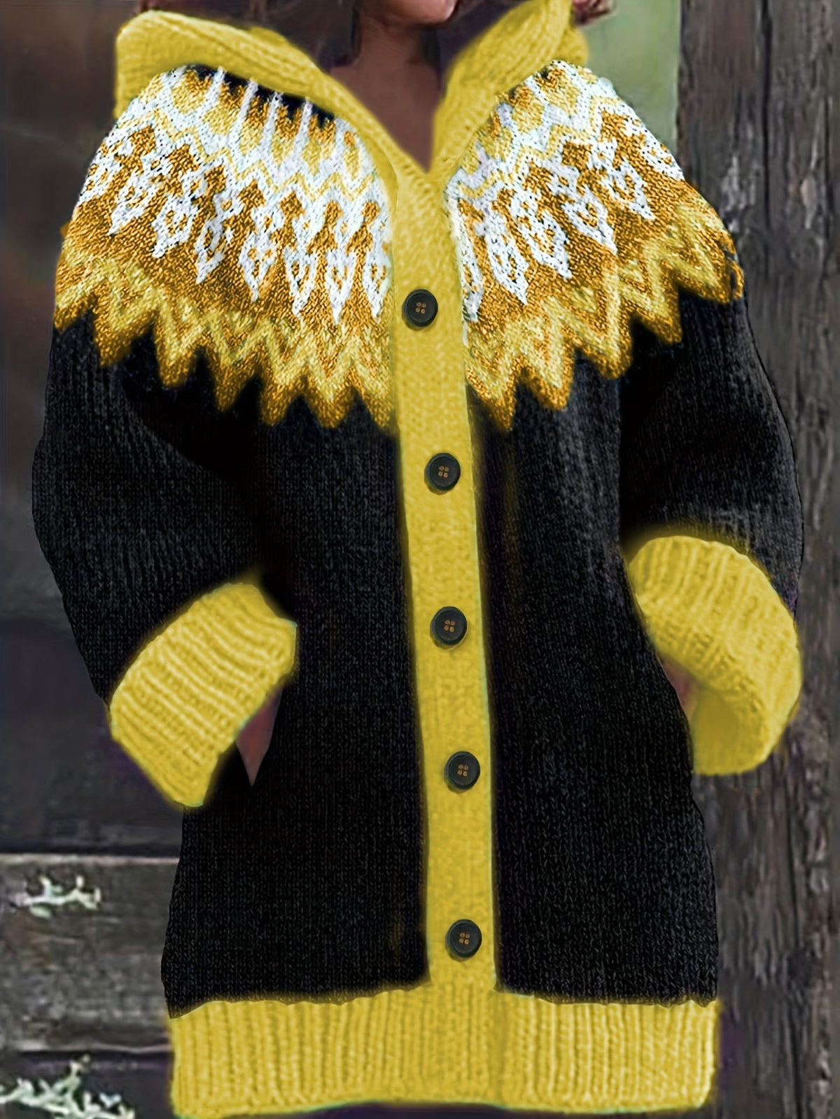 Peneeuva | Hooded Long Sleeve Winter Sweater