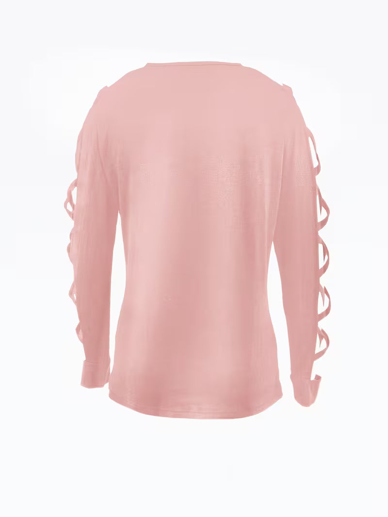 Yoonju | Long Sleeve Lattice Cutout Fitted Top
