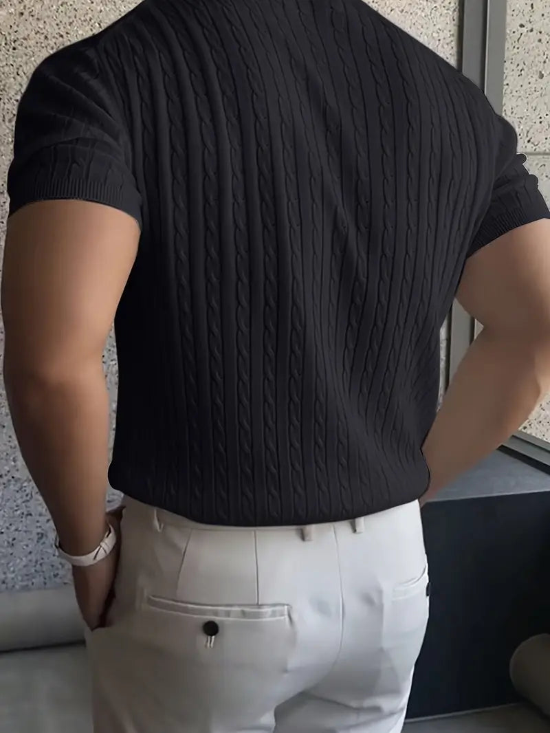Kiril - Cable Knit Short Sleeve Crewneck Jumper