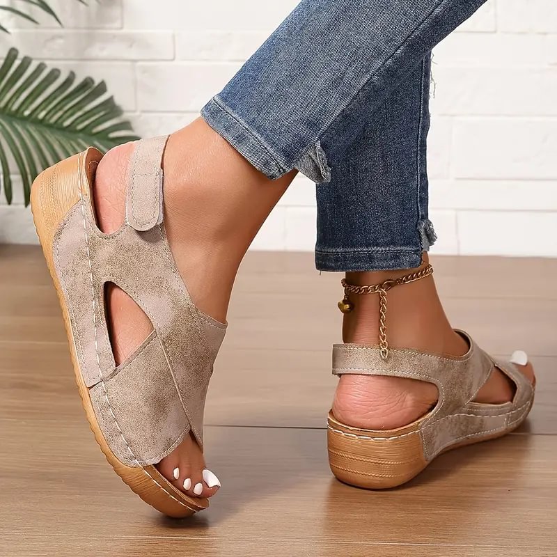 Clarisa | Sandals Open-Toe Cross-Strap Adjustable Wedge Sole