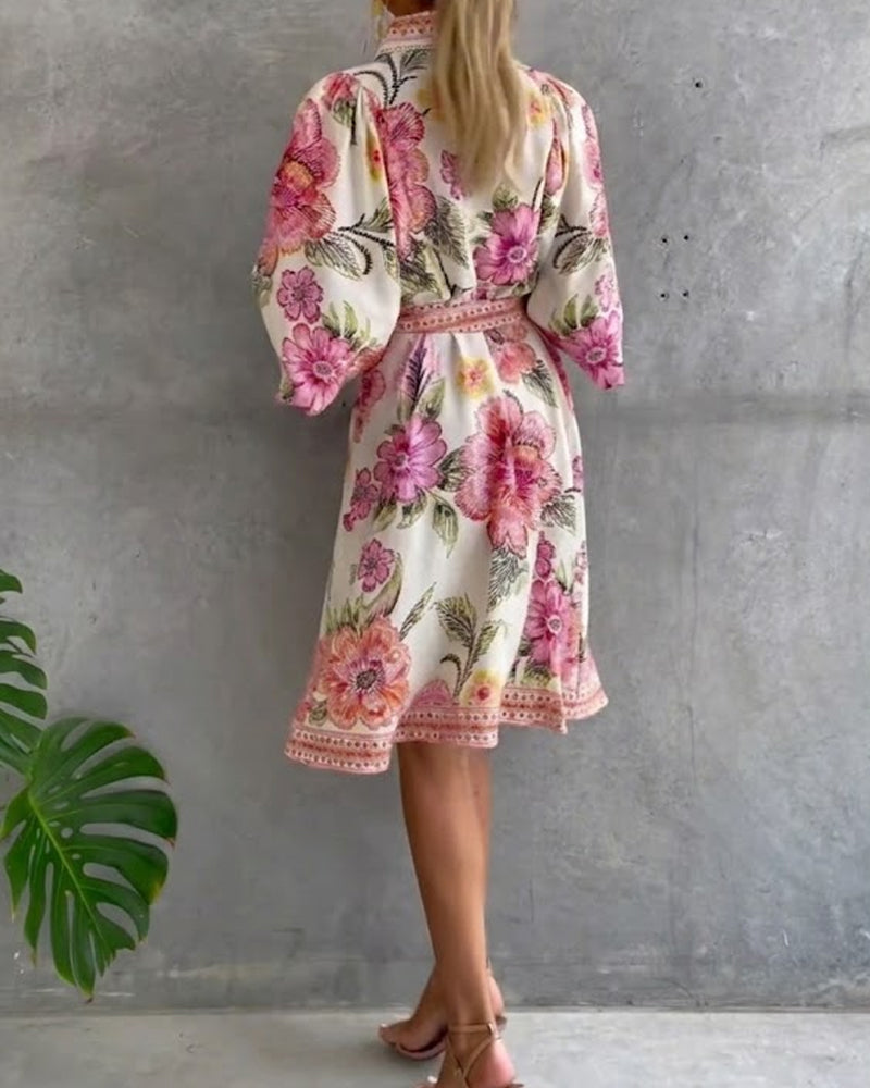 Nylera | Floral Button Front Midi Shirt Dress