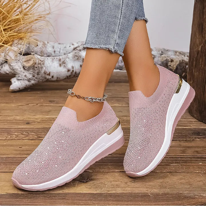 Josia | Slip On Rhinestone Platform Sneakers