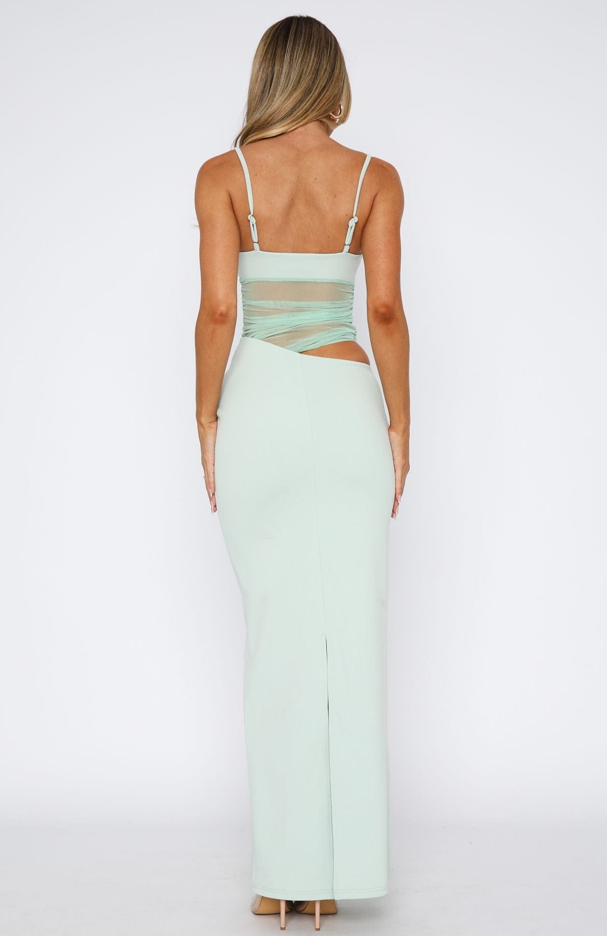 Aisling | Mesh Cutout Spaghetti Strap Maxi Dress
