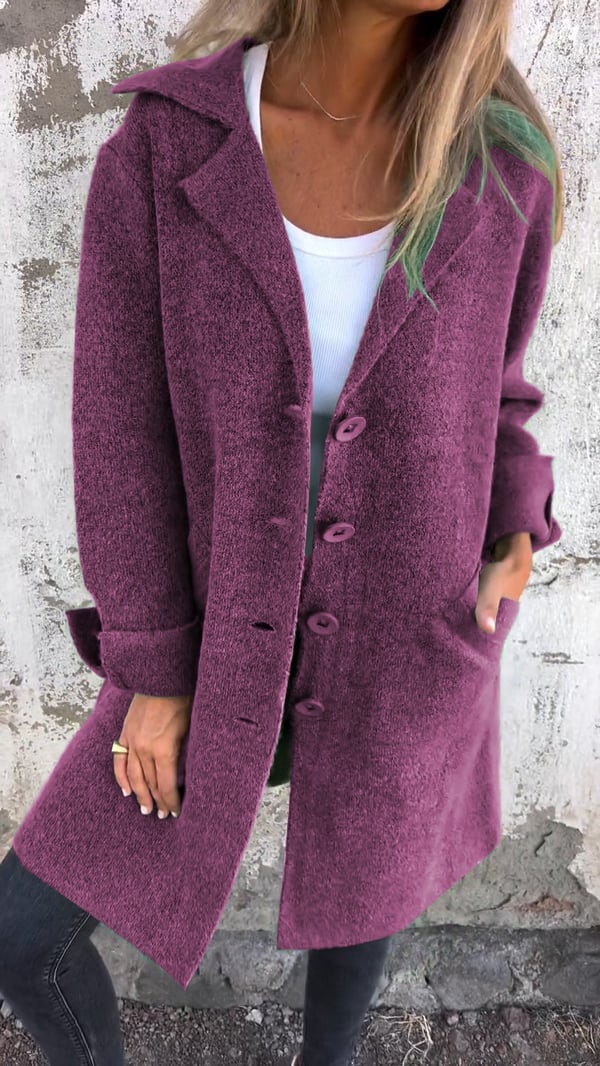 Baylea | Long Button Front Lapel Coat