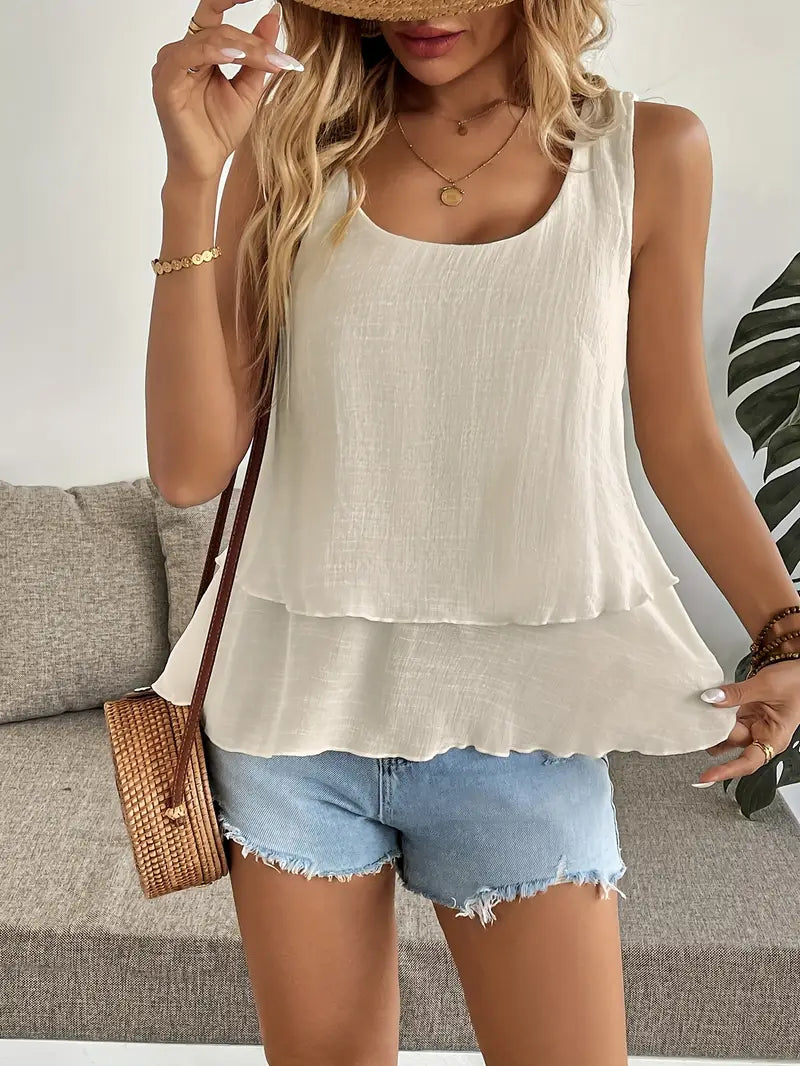 Cressida | Sleeveless Layered Swing Tank Top