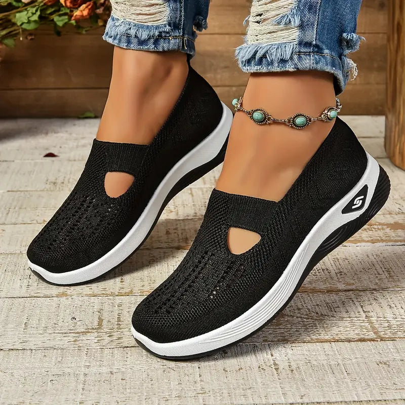 Raquel | Knit Slip-On Sneakers With Cutout Front