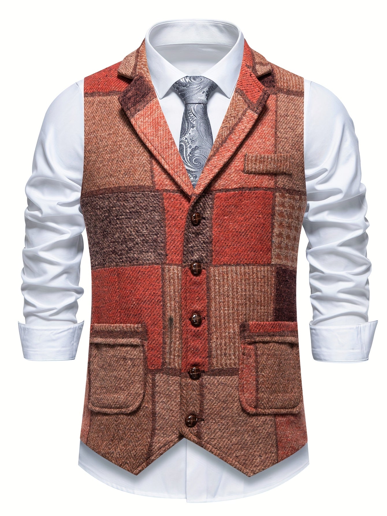 Saverse | Patchwork Tweed Style Vest