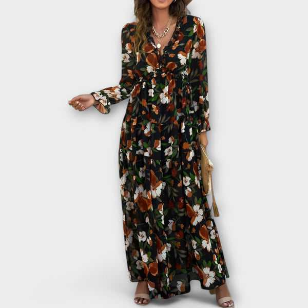 Vanna | Floral Print Long Sleeve Maxi Dress