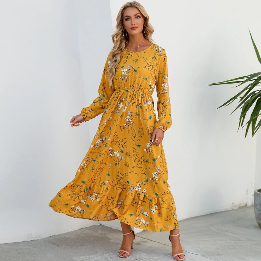 Trisha | Floral Long Sleeve Tiered Maxi Dress