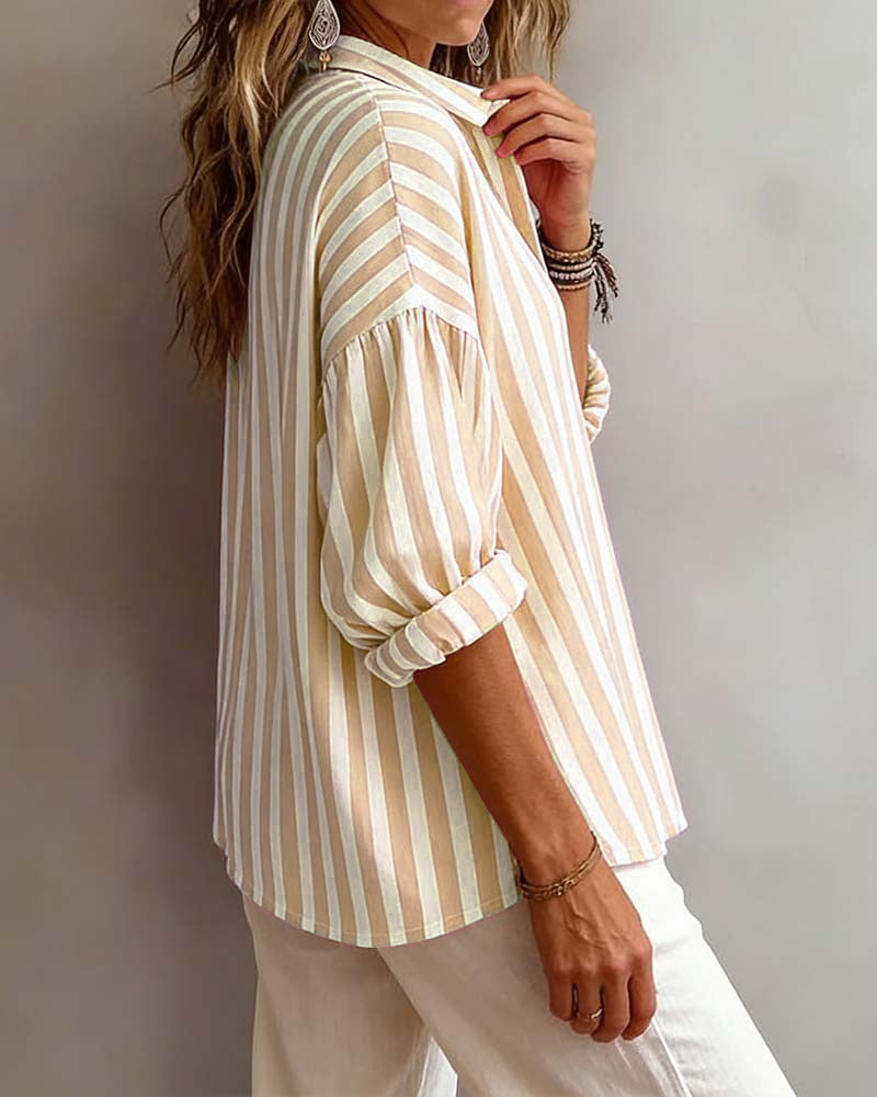 Jessy | Striped Collared Relaxed Fit Blouse