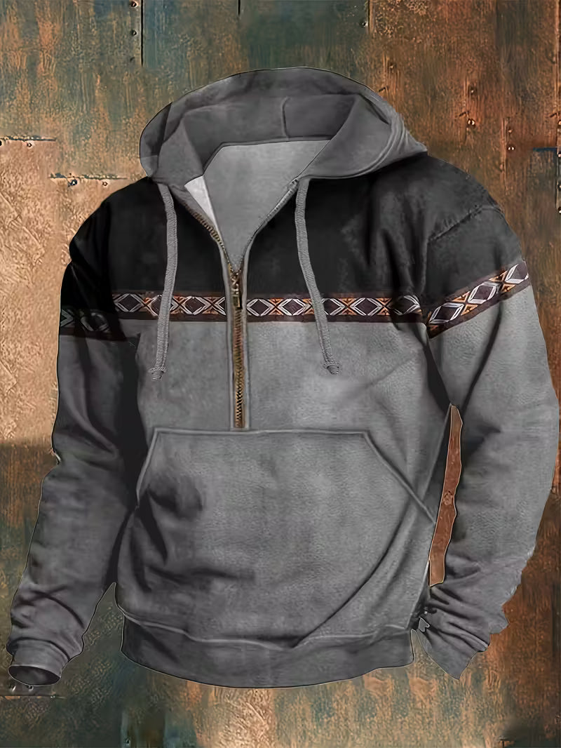 Hakan | Hooded Half Zip Long Sleeve Sweatshirt