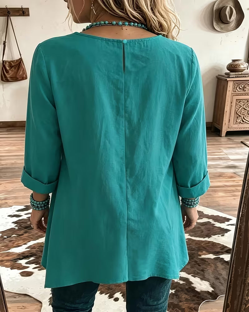 Taireen | Tunic Blouse with Boho Pleated Neckline
