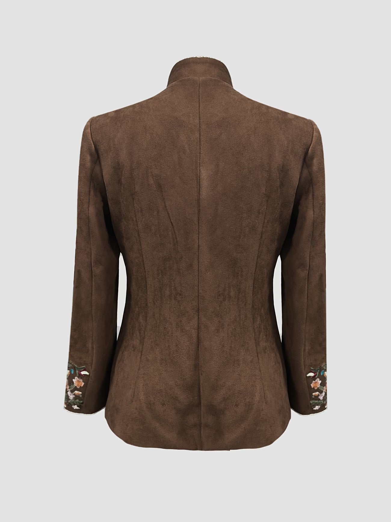 Anisaa | Embroidered Button Front Stand Collar Jacket