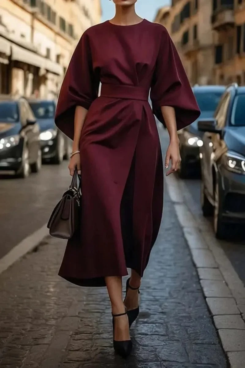 Rita | Midi Batwing Sleeve Belted Dress