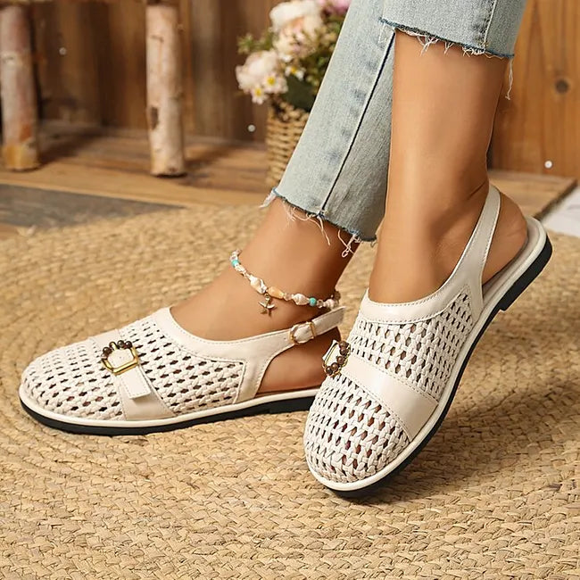 Ghie | Woven Closed Toe Slingback Flat Sandals