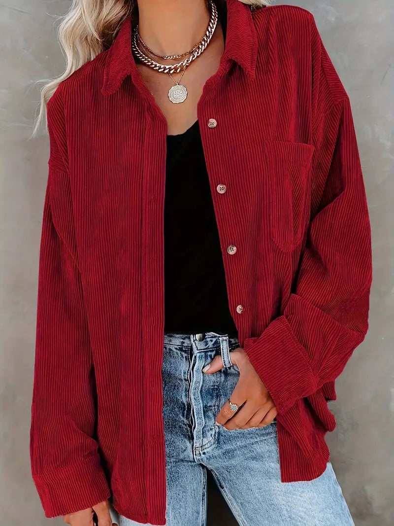 Irmela | Long Sleeve Corduroy Button Shirt