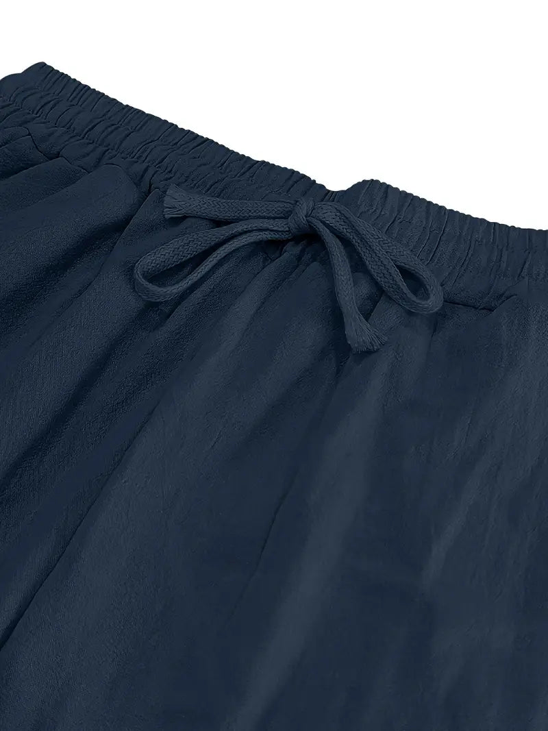 Babaev | Drawstring Wide Leg Casual Linen Pants