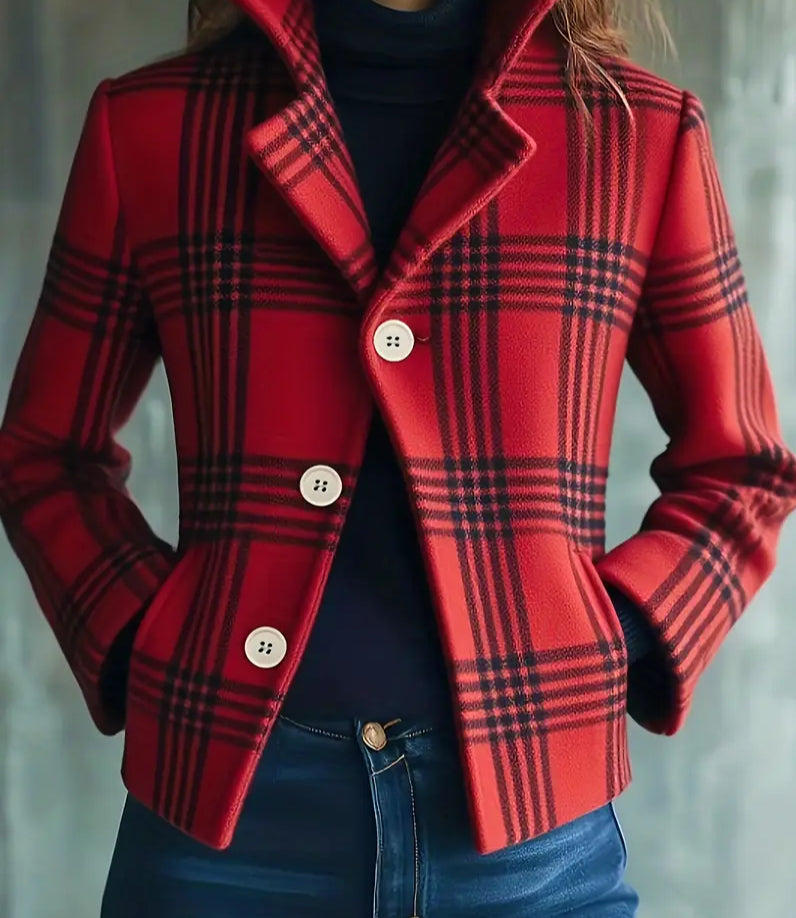 Marsai | Plaid Button Front Long Sleeve Jacket