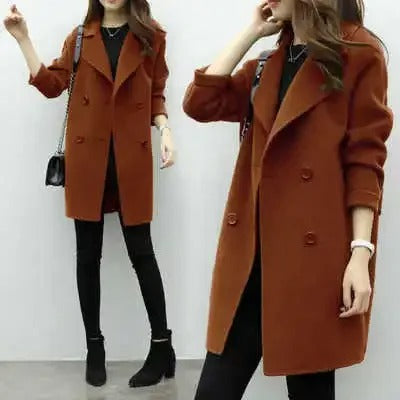 Katherene | Double Breasted Lapel Long Coat