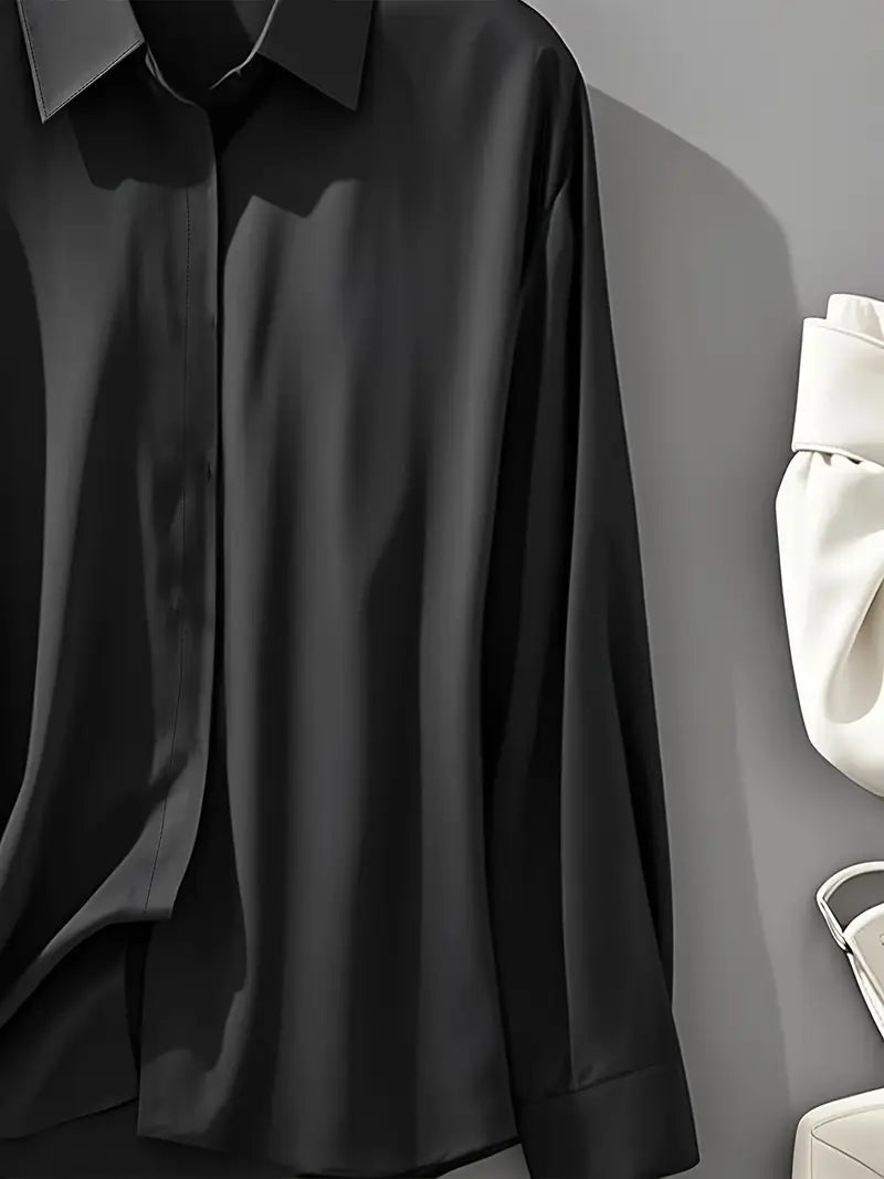 Amiliana - Long Sleeve Collared Button Shirt