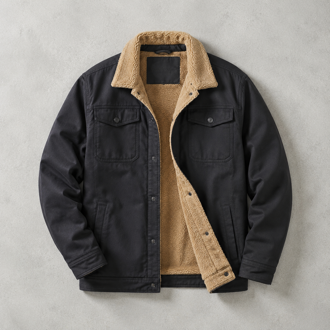 Georg | Jacket With Plush Collar and Snap Closure