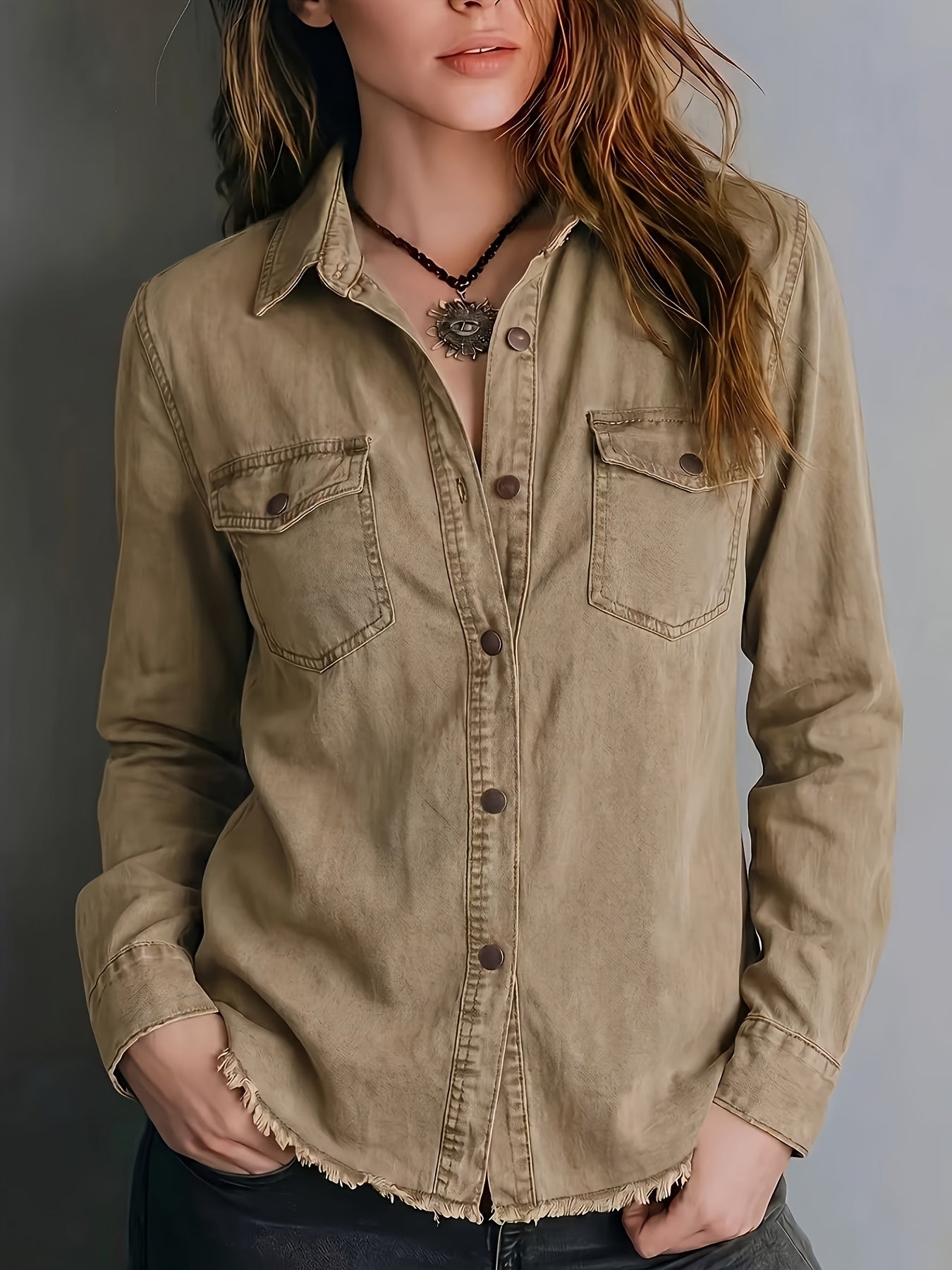 Blazka | Button Front Long Sleeve Shirt with Pockets