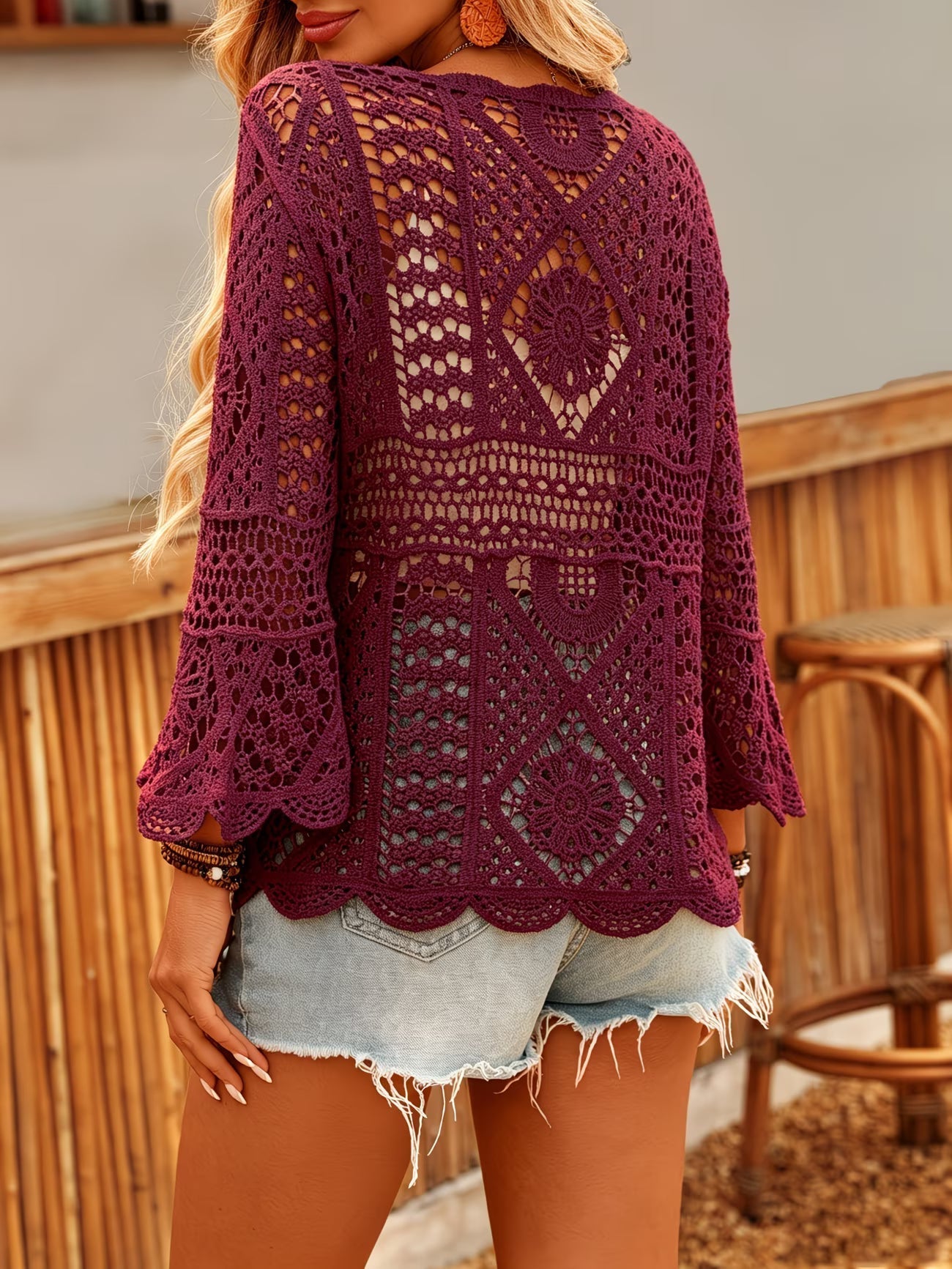 Julissa | Crochet Lace Bell Sleeve Blouse