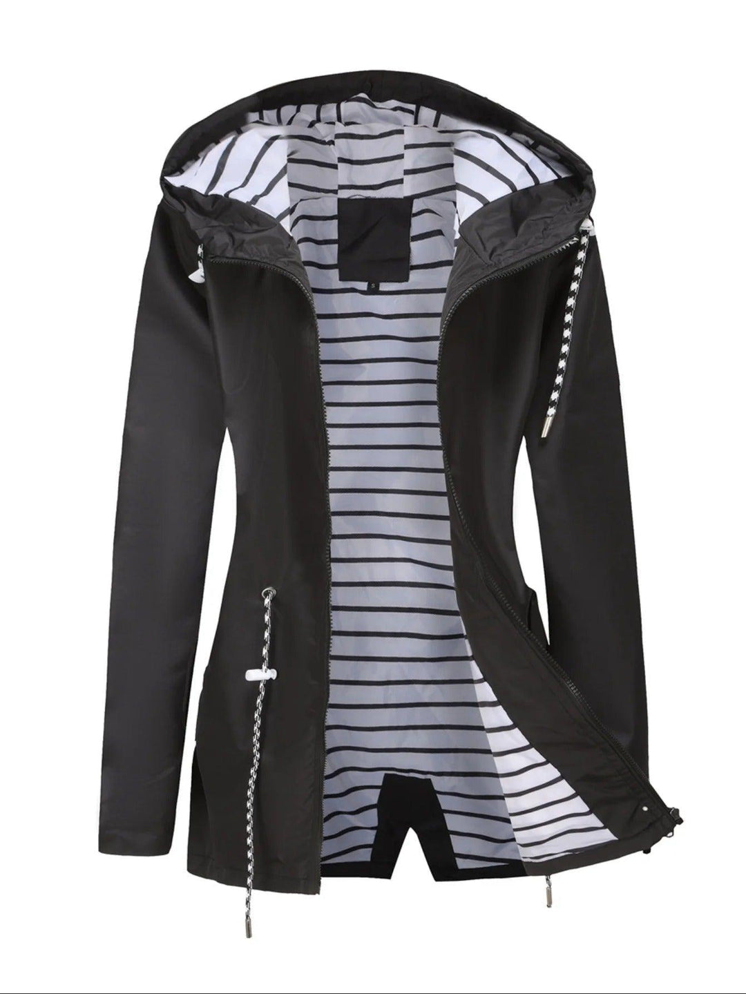 Philomena | Coat with Hood and Striped Lining