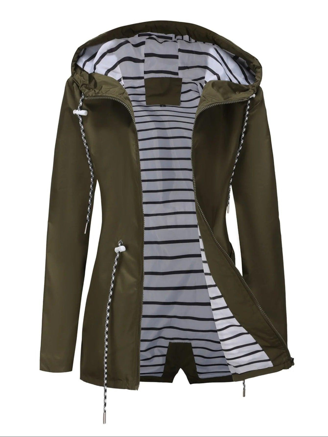 Philomena | Coat with Hood and Striped Lining