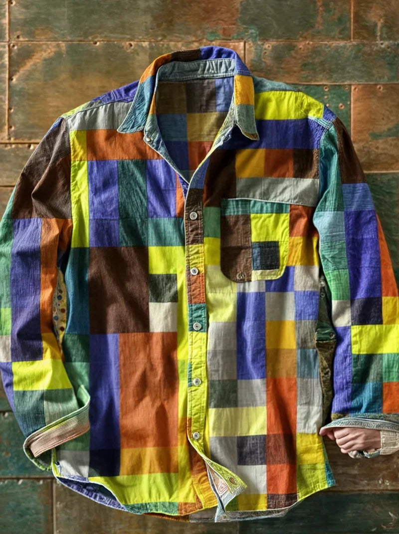 Jhoanny | Shirt with Multicolor Block Pattern Long Sleeves