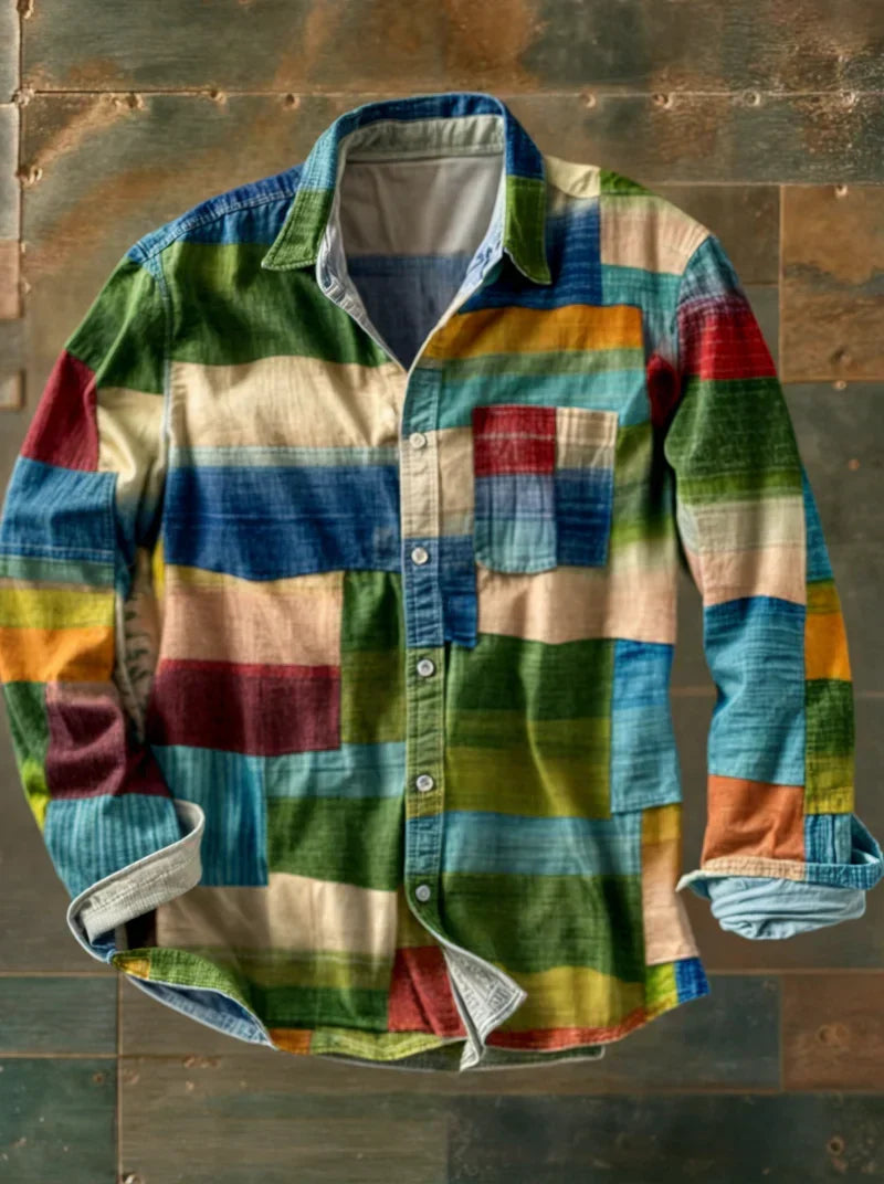 Jhoanny | Shirt with Multicolor Block Pattern Long Sleeves