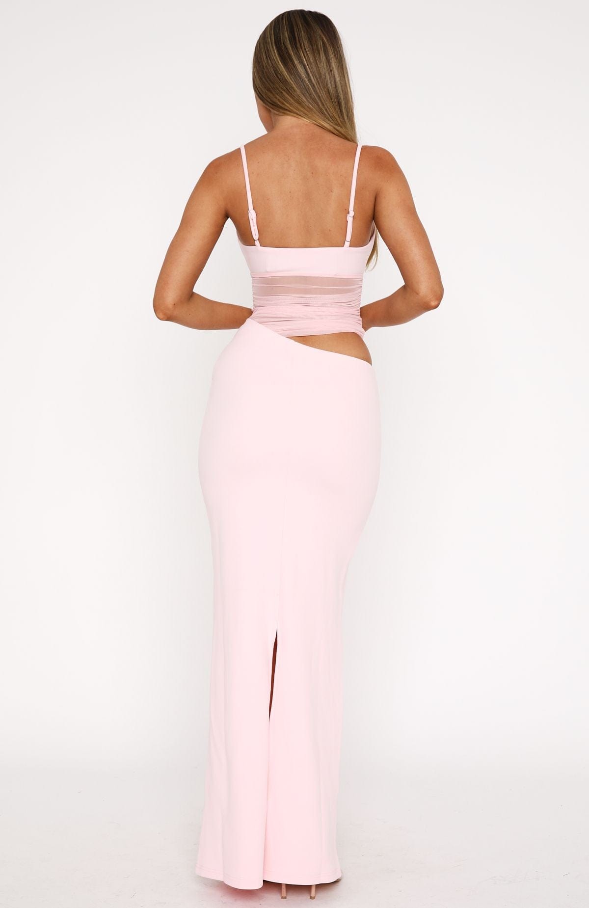 Aisling | Mesh Cutout Spaghetti Strap Maxi Dress