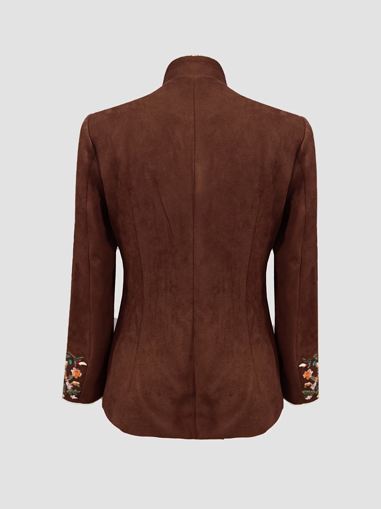 Anisaa | Embroidered Button Front Stand Collar Jacket
