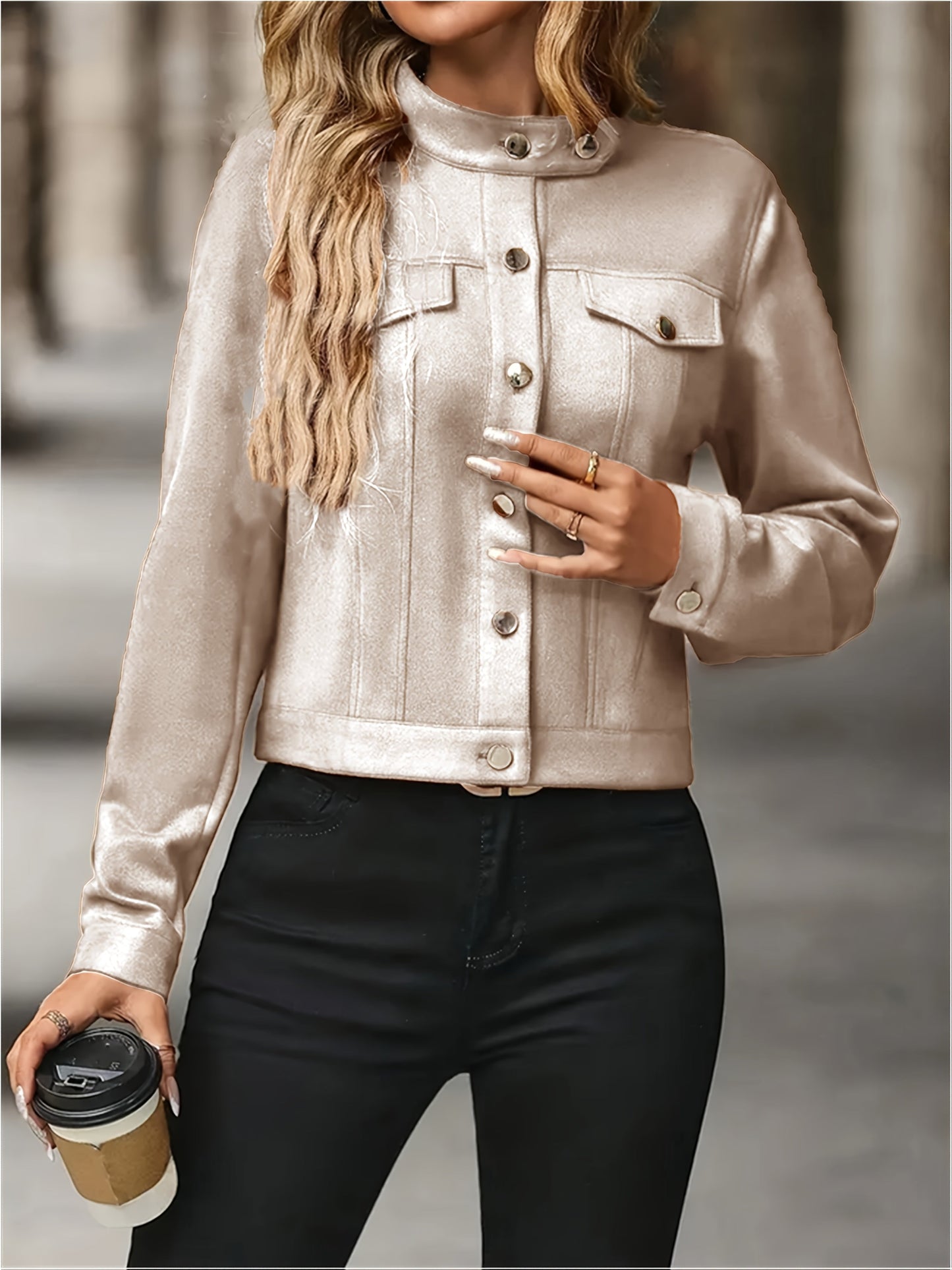 Slavica | Long Sleeve Button Front Jacket