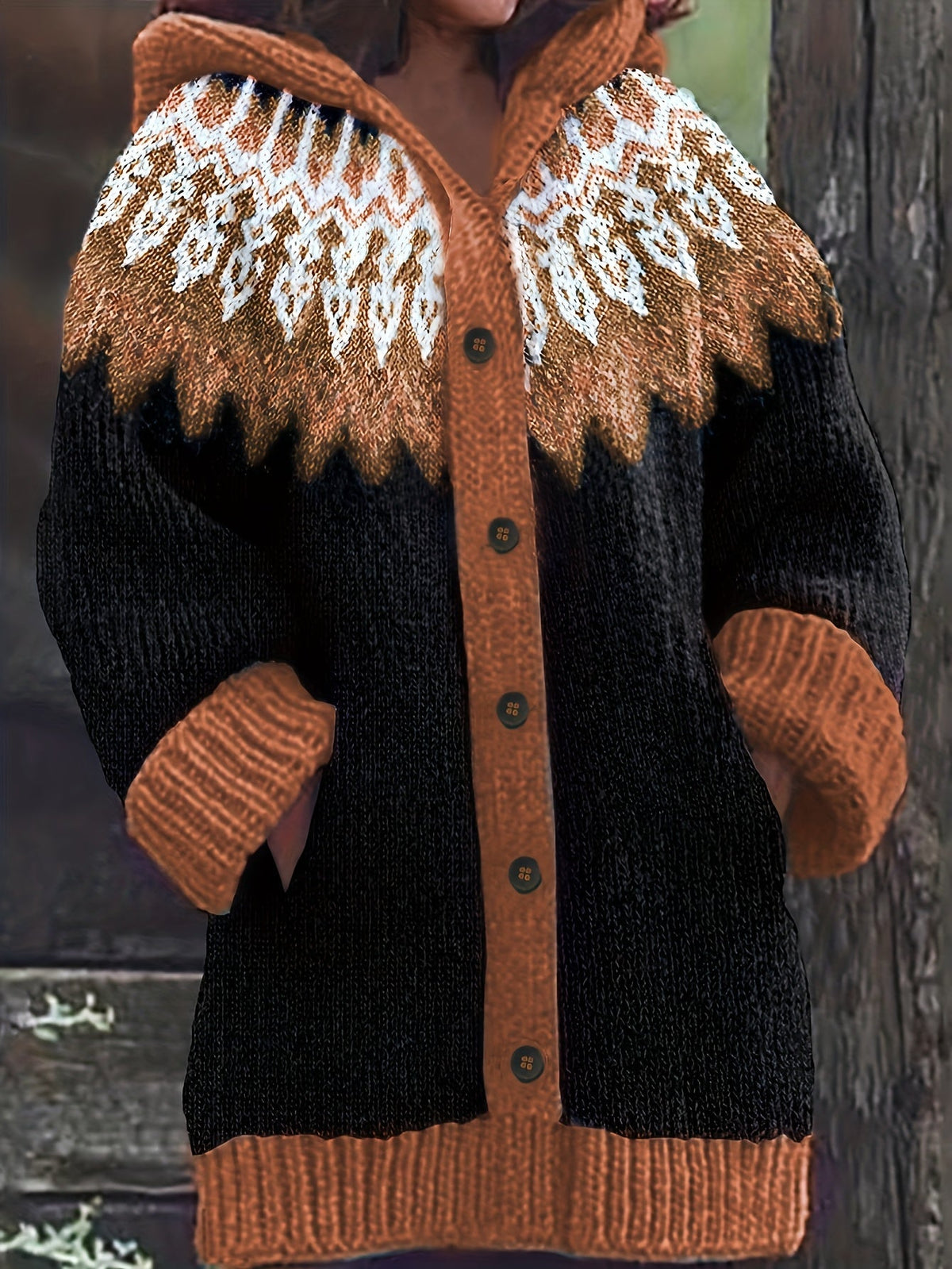 Peneeuva | Hooded Long Sleeve Winter Sweater