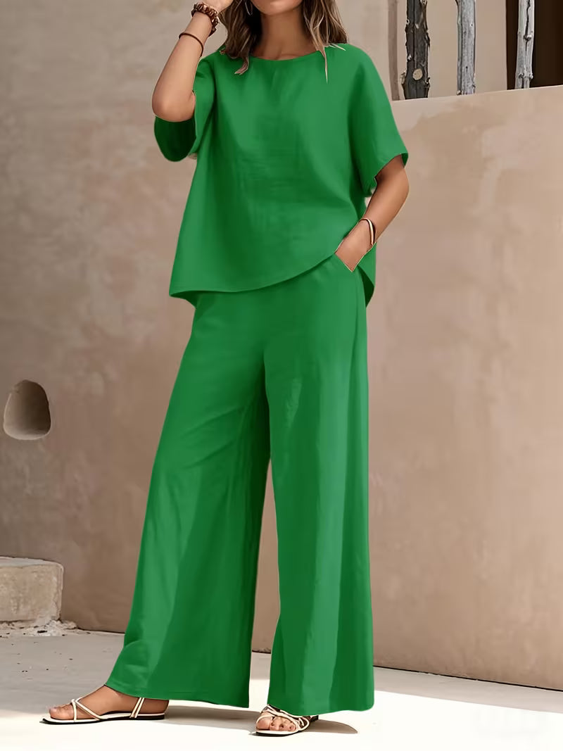 Josy | Trouser Set with Short Sleeve Relaxed Top