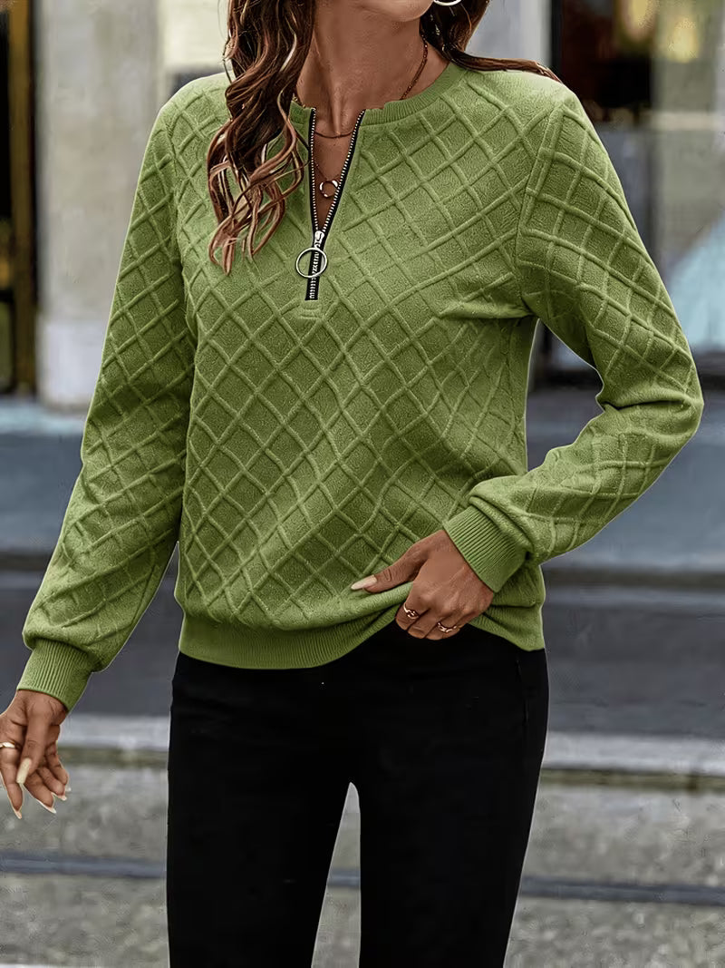 Juliet | Sweatshirt Long Sleeve Textured Zip Neck