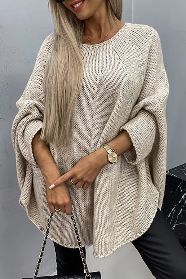 Nicoanessa | Draped Poncho with Round Neck