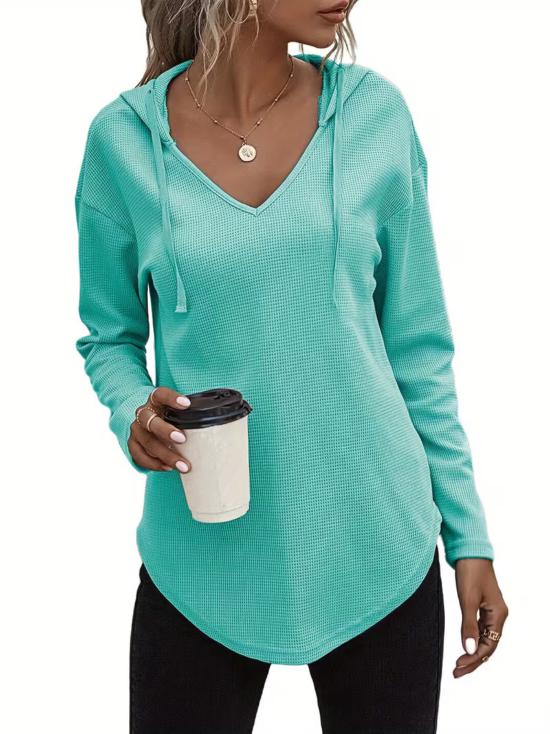 Heydi | Hooded Sweatshirt with V-Neck Curved Hem