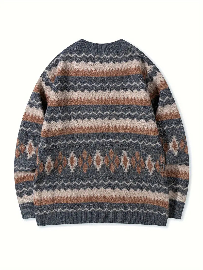 Hartman | Geometric Crew Neck Knitted Sweater