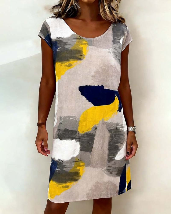 Addie | Dress Abstract Print Short Sleeve Shift