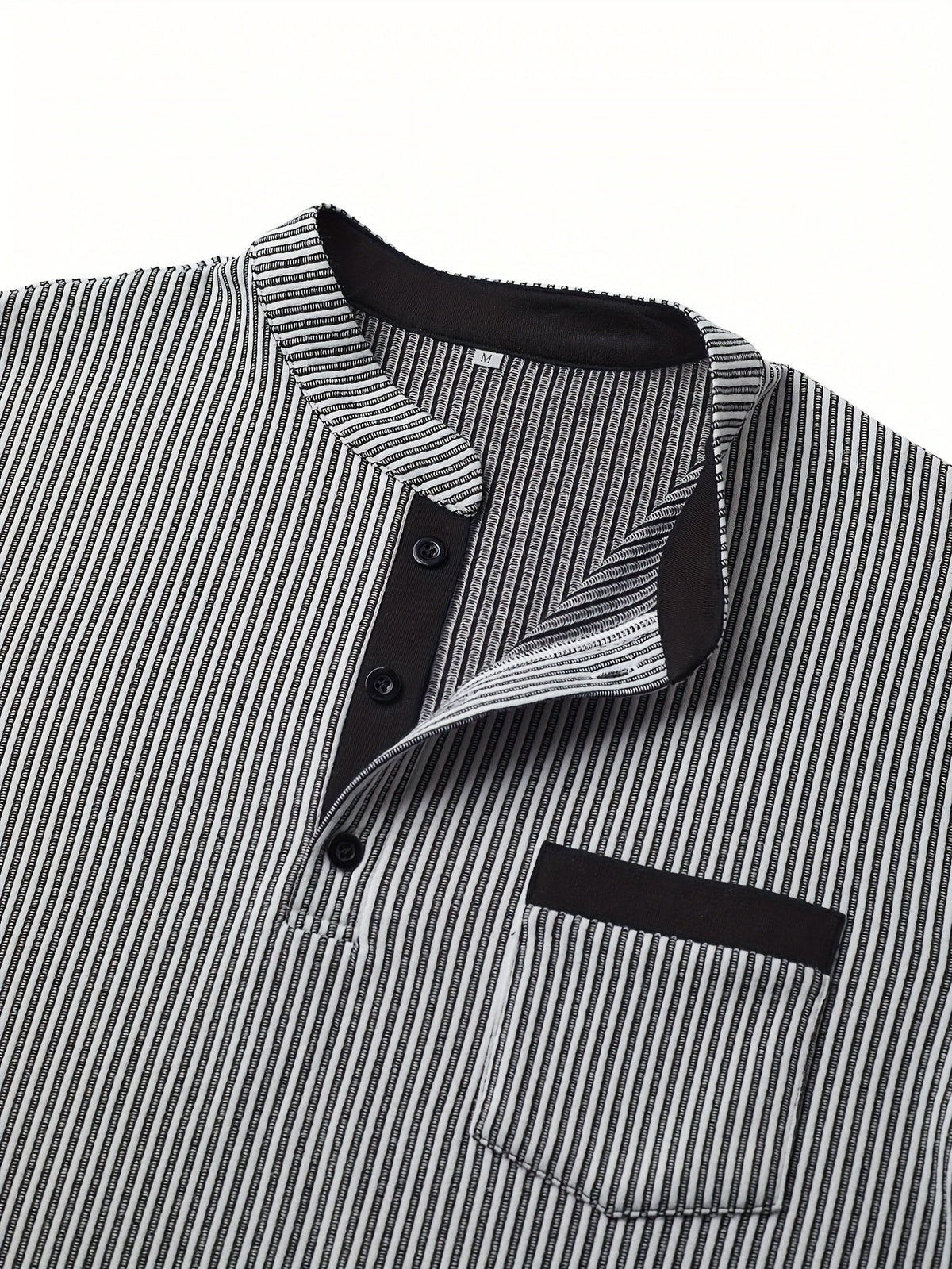 Lorcmir | Textured Striped Long Sleeve Henley Shirt