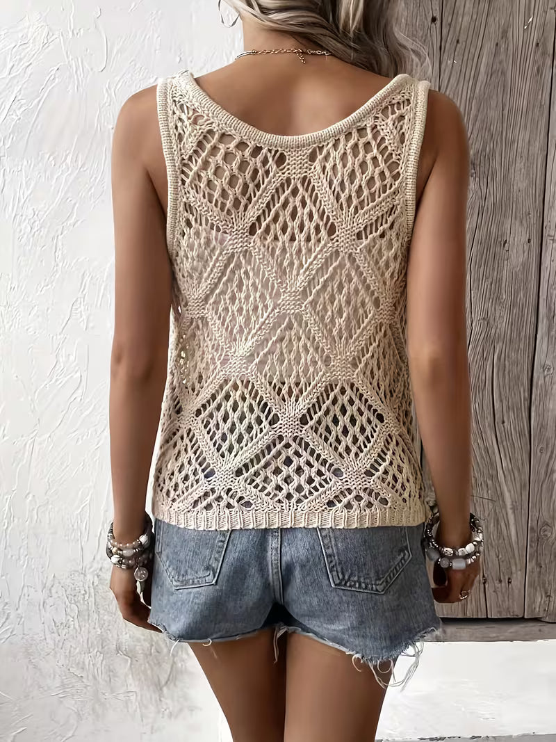 Zeham | Sleeveless Hollow Knit Tank Top