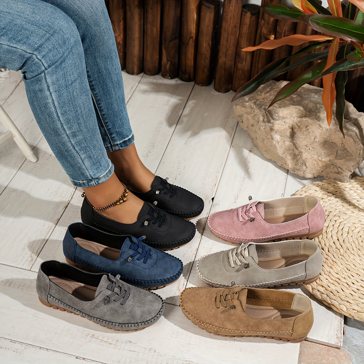 Zakiya - Slip On Lace Up Loafers