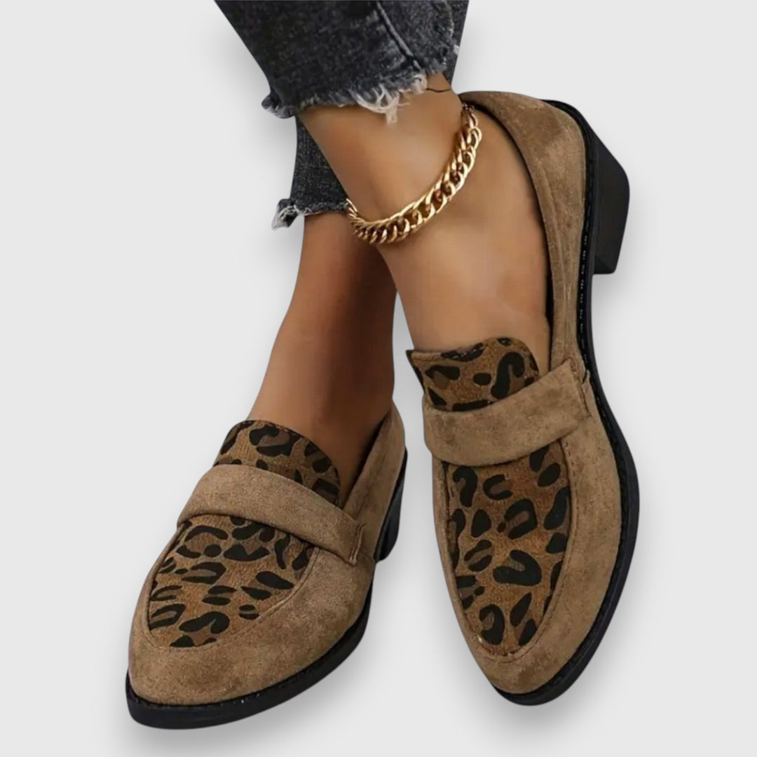 Lucyna | Loafer Shoes Leopard Print Block Heel