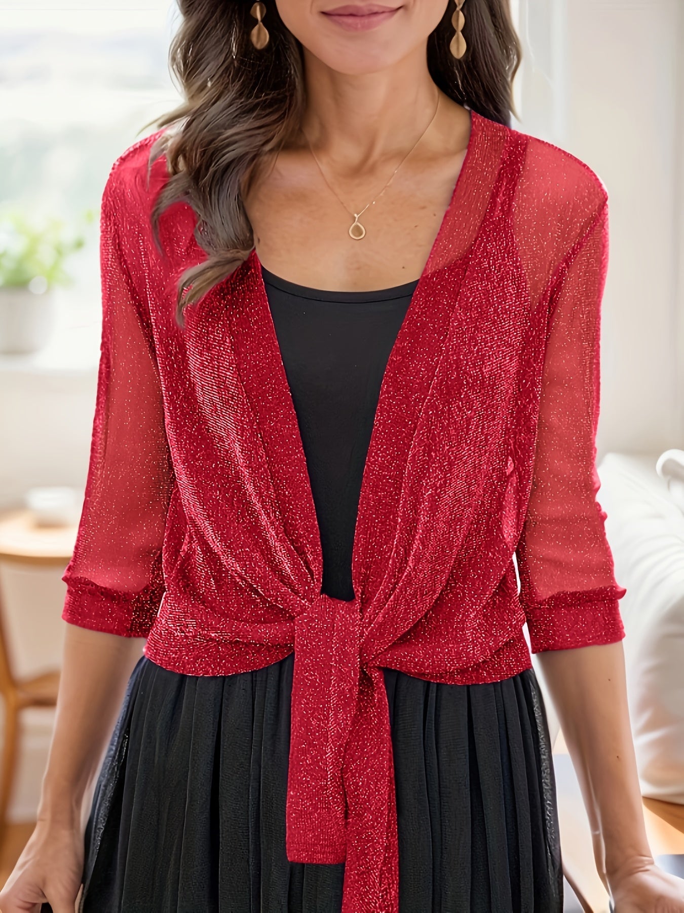 Zinna | Sheer Tie-Front Shawl in Multiple Colors