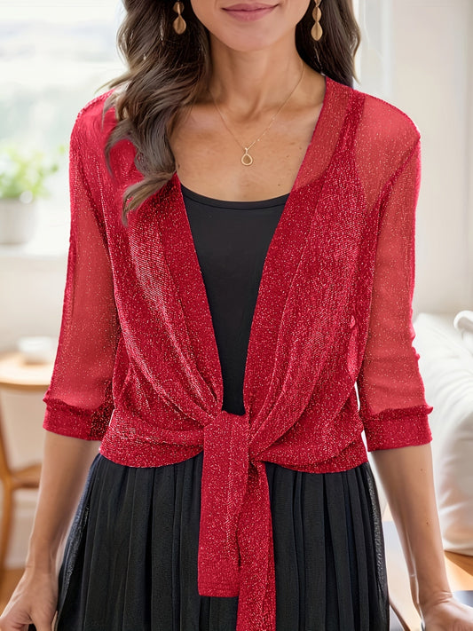 Zinna | Sheer Tie-Front Shawl in Multiple Colors