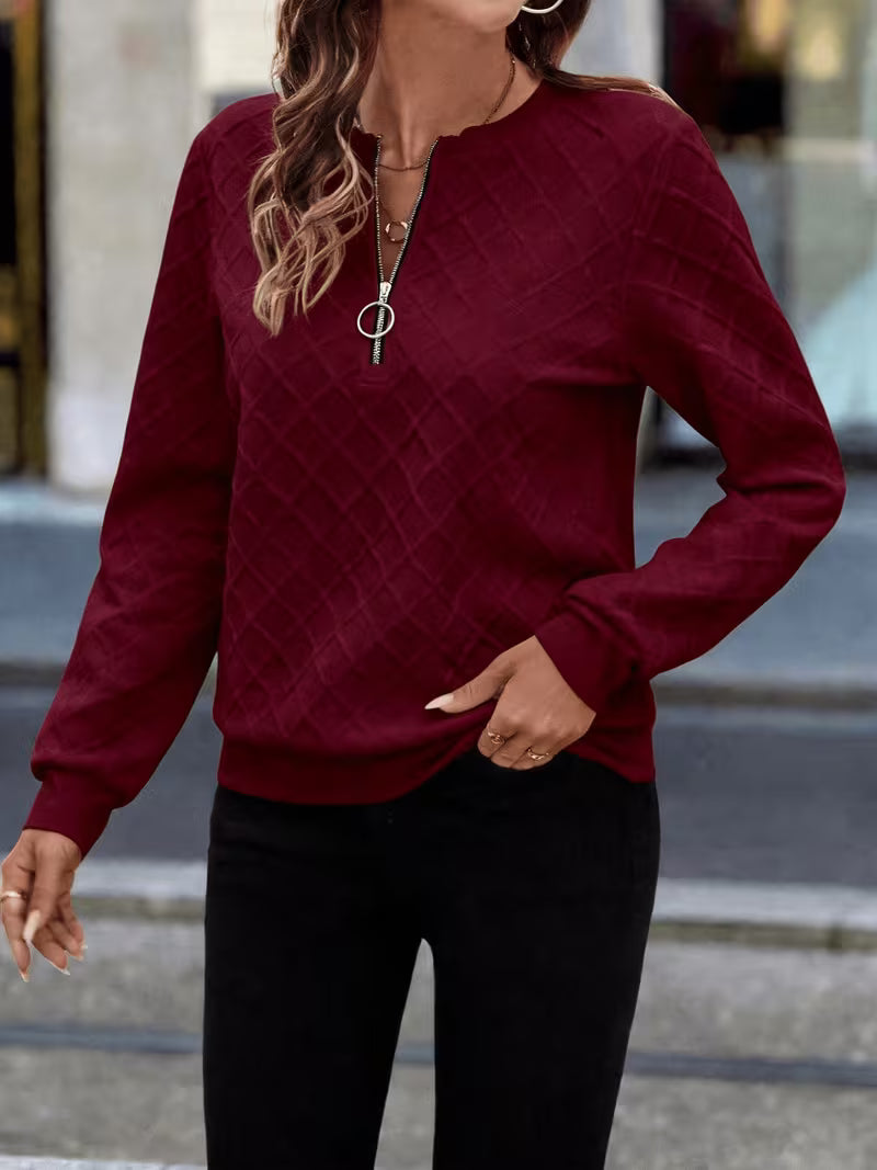Juliet | Sweatshirt Long Sleeve Textured Zip Neck