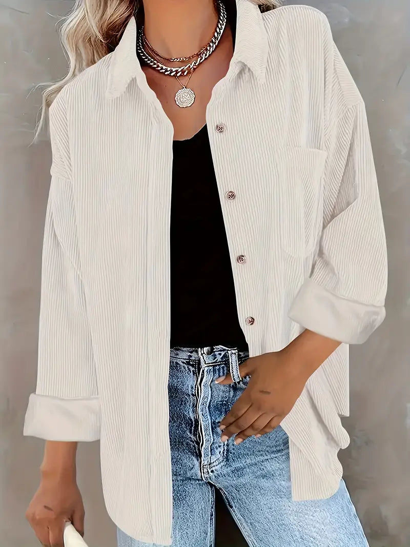 Irmela | Long Sleeve Corduroy Button Shirt