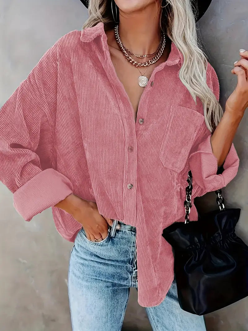 Irmela | Long Sleeve Corduroy Button Shirt